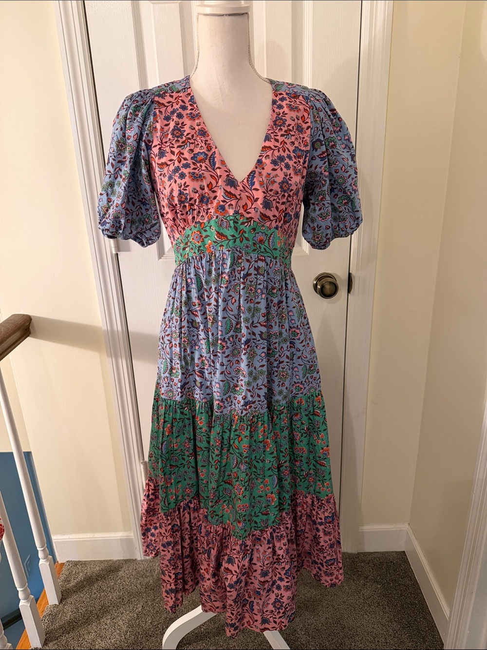Boden Tiered Poplin Maxi Dress - Picture 2 of 9